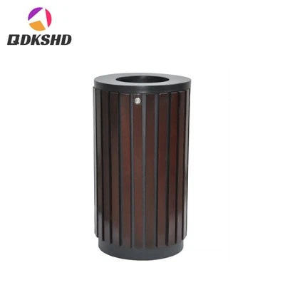 Round Hardwood Litter Waste Bin